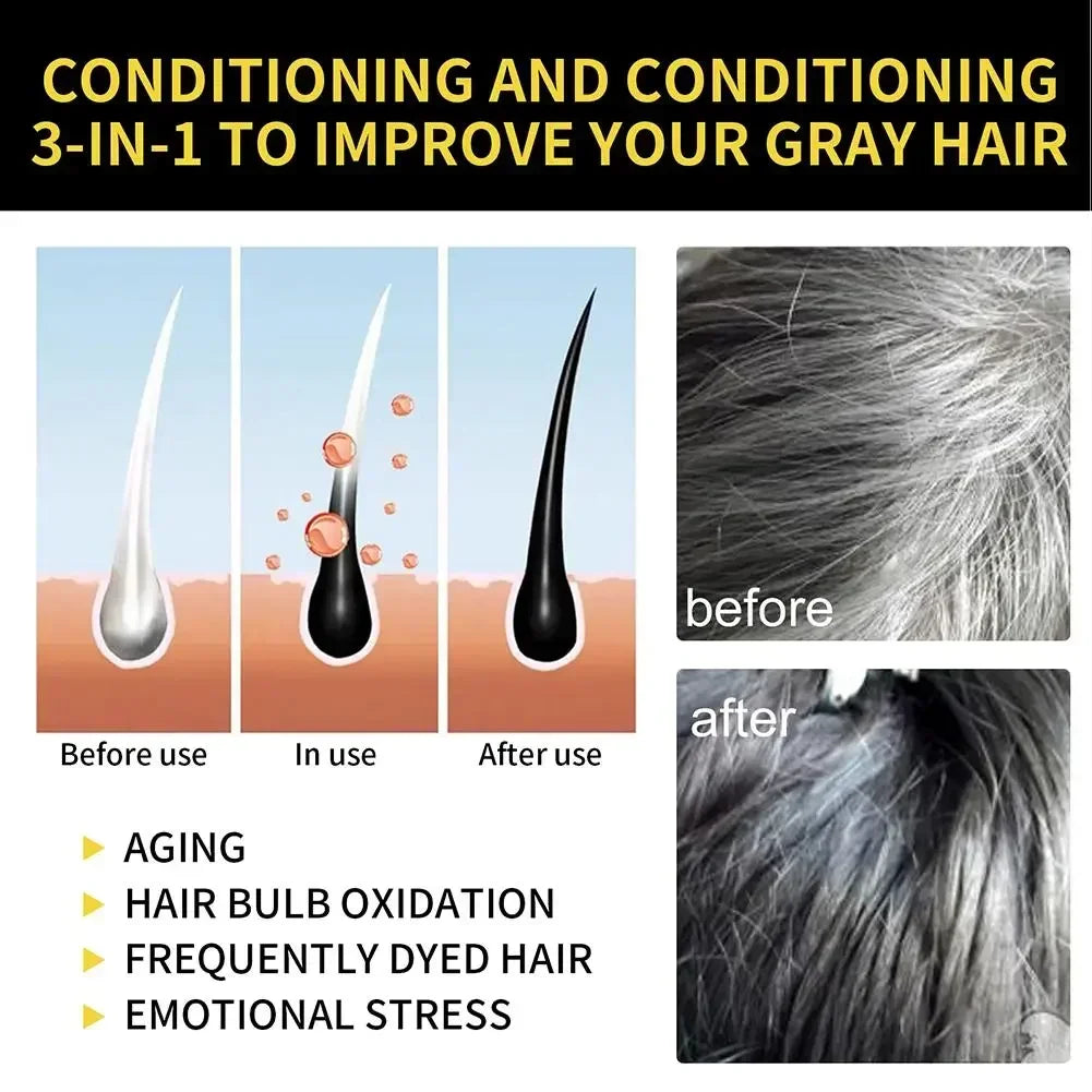 Natural Herbal Hair Dye Shampoo 3 in 1 Hair Color Shampoo for Hair Dark Brown Black for Women & Men Grey Coverage