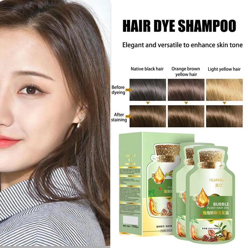 Hair Dye Shampoo Natural Plant Bubble Hair Dye Long-Lasting Hair Color Convenient and Effective Hair Coloring Shampoo for U R2E1